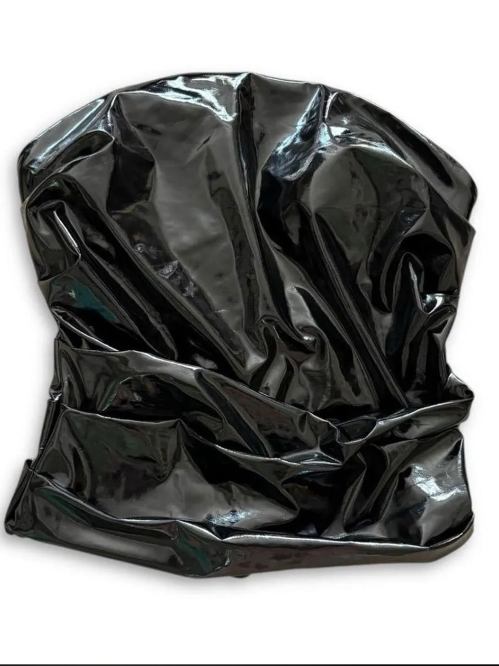 NWT Naked Wardrobe Lace-Up Back Patent Leather Tube Top Black